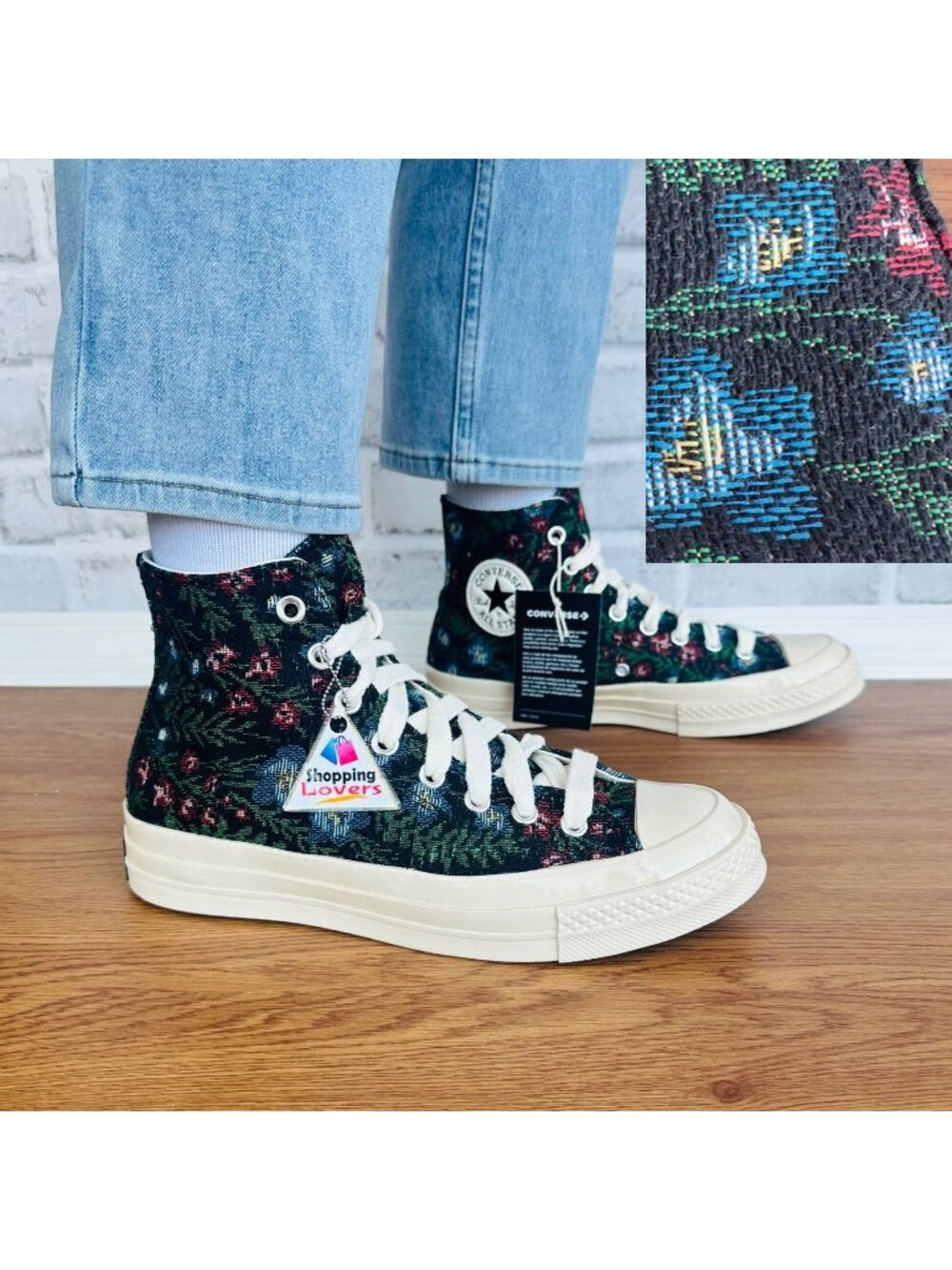 ⭐Converse Chuck 70 Hi Floral Tapestry Sz 6.5 Women's Shoes Sneaker Black A11990C